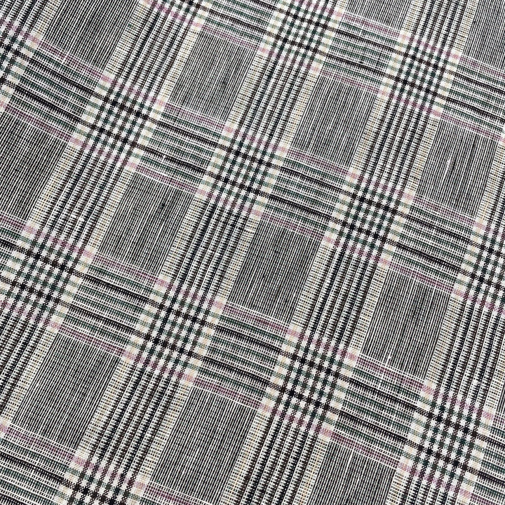 Linen Big Check Fabric 7142 7143 - The Linen Lab - Black
