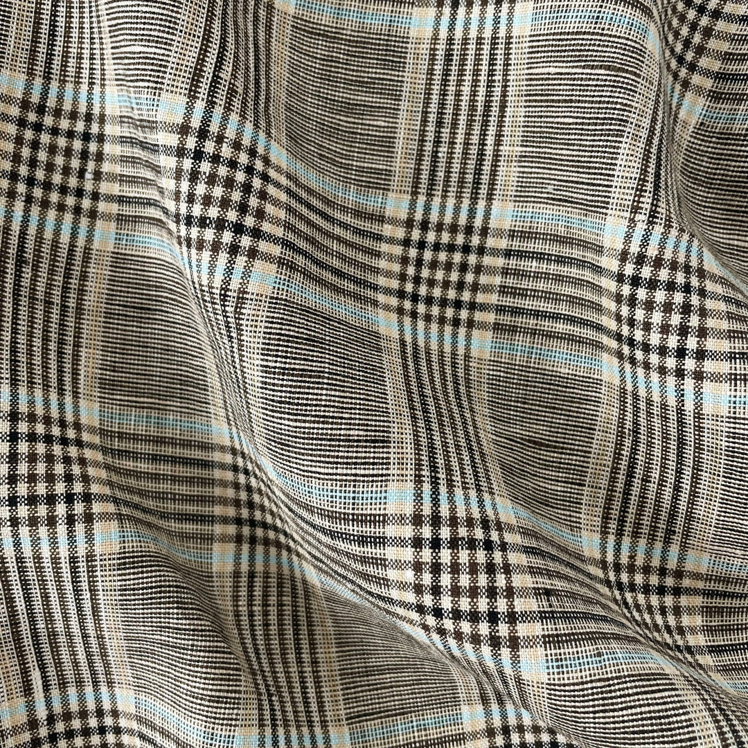 Linen Big Check Fabric 7142 7143 - The Linen Lab - Black