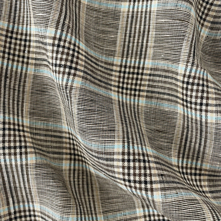 Linen Big Check Fabric 7142 7143 - The Linen Lab - Black