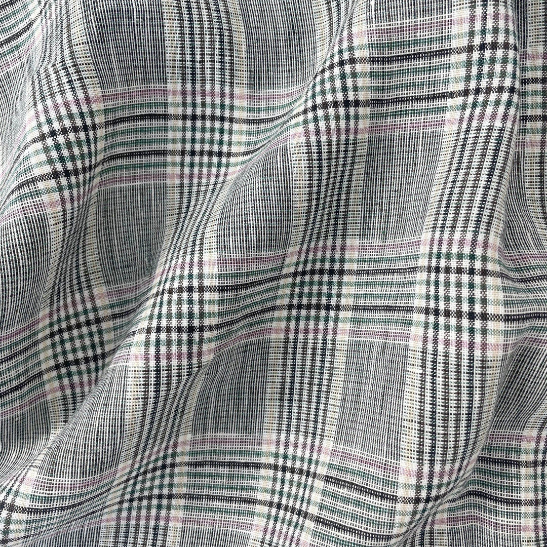 Linen Big Check Fabric 7142 7143 - The Linen Lab - Black