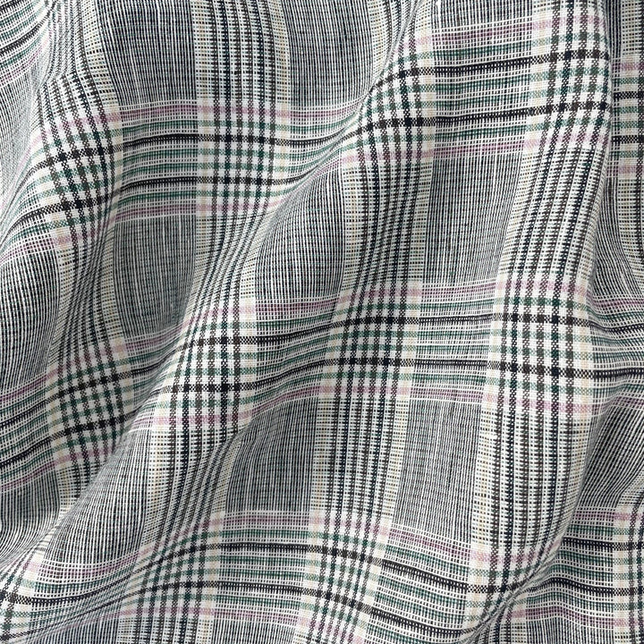 Linen Big Check Fabric 7142 7143 - The Linen Lab - Black