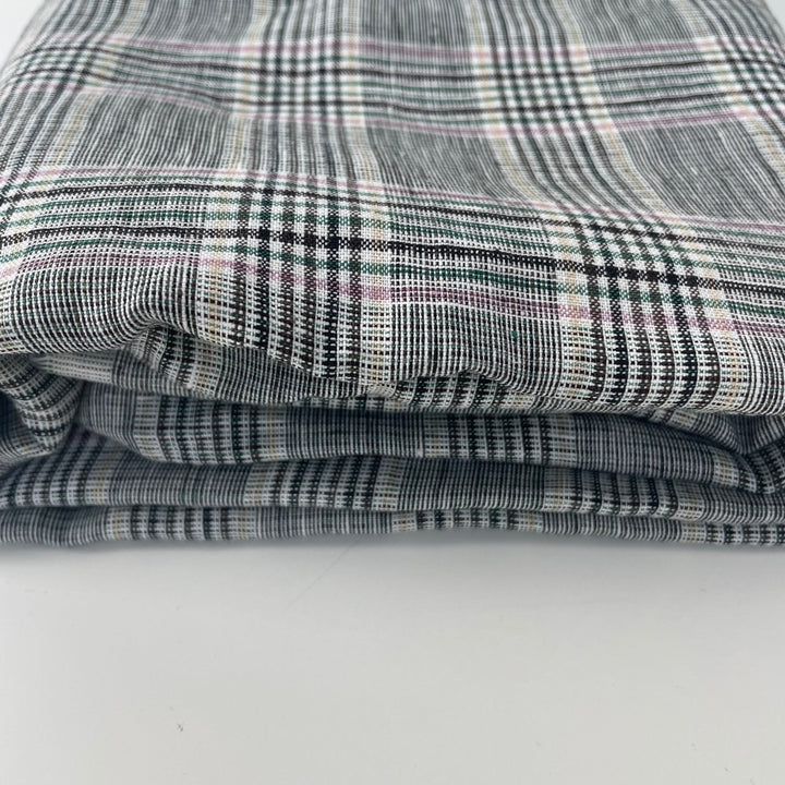 Linen Big Check Fabric 7142 7143 - The Linen Lab - Black