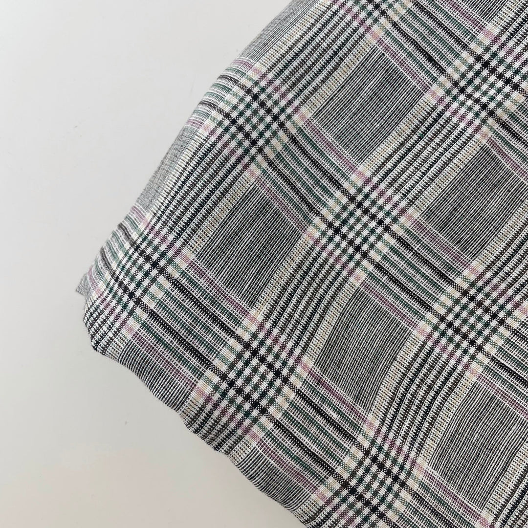 Linen Big Check Fabric 7142 7143 - The Linen Lab - Black