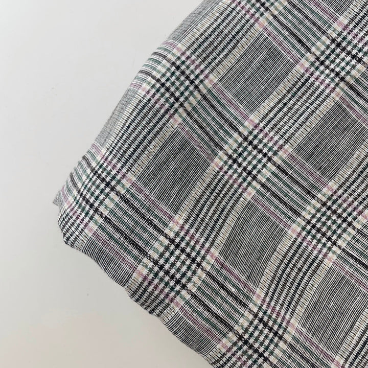 Linen Big Check Fabric 7142 7143 - The Linen Lab - Black