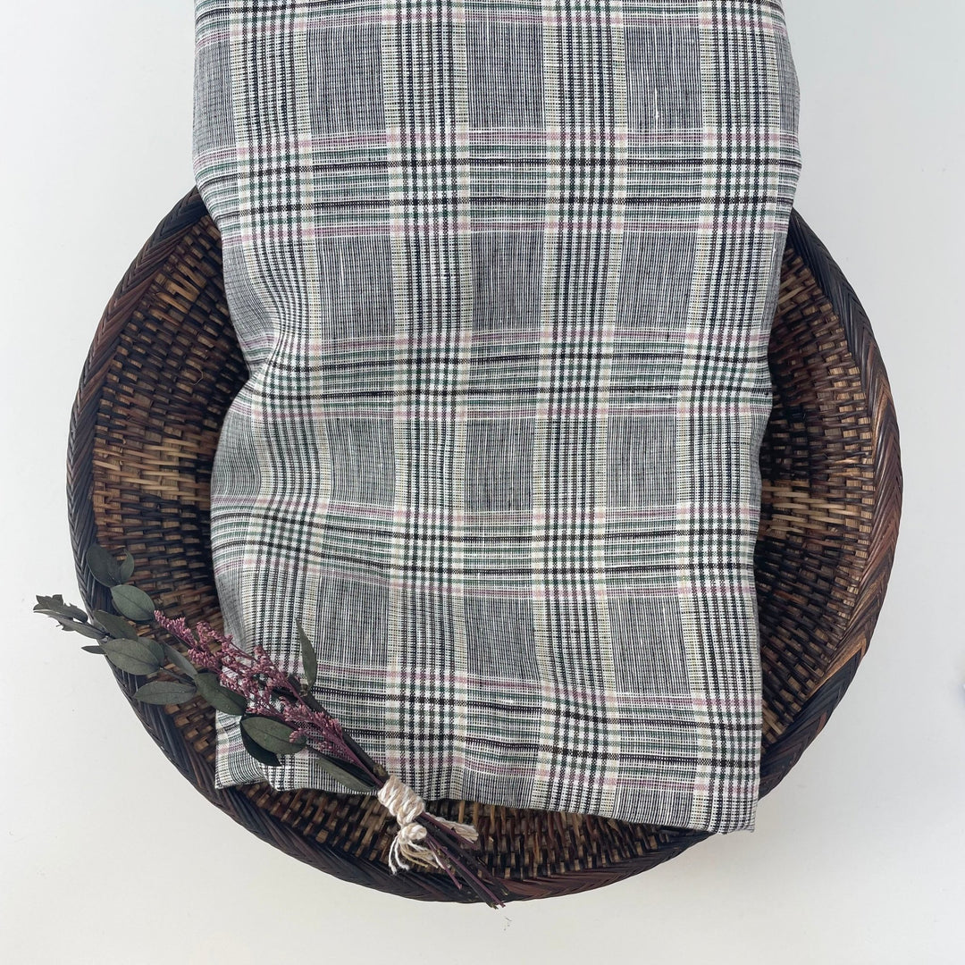 Linen Big Check Fabric 7142 7143 - The Linen Lab - Black