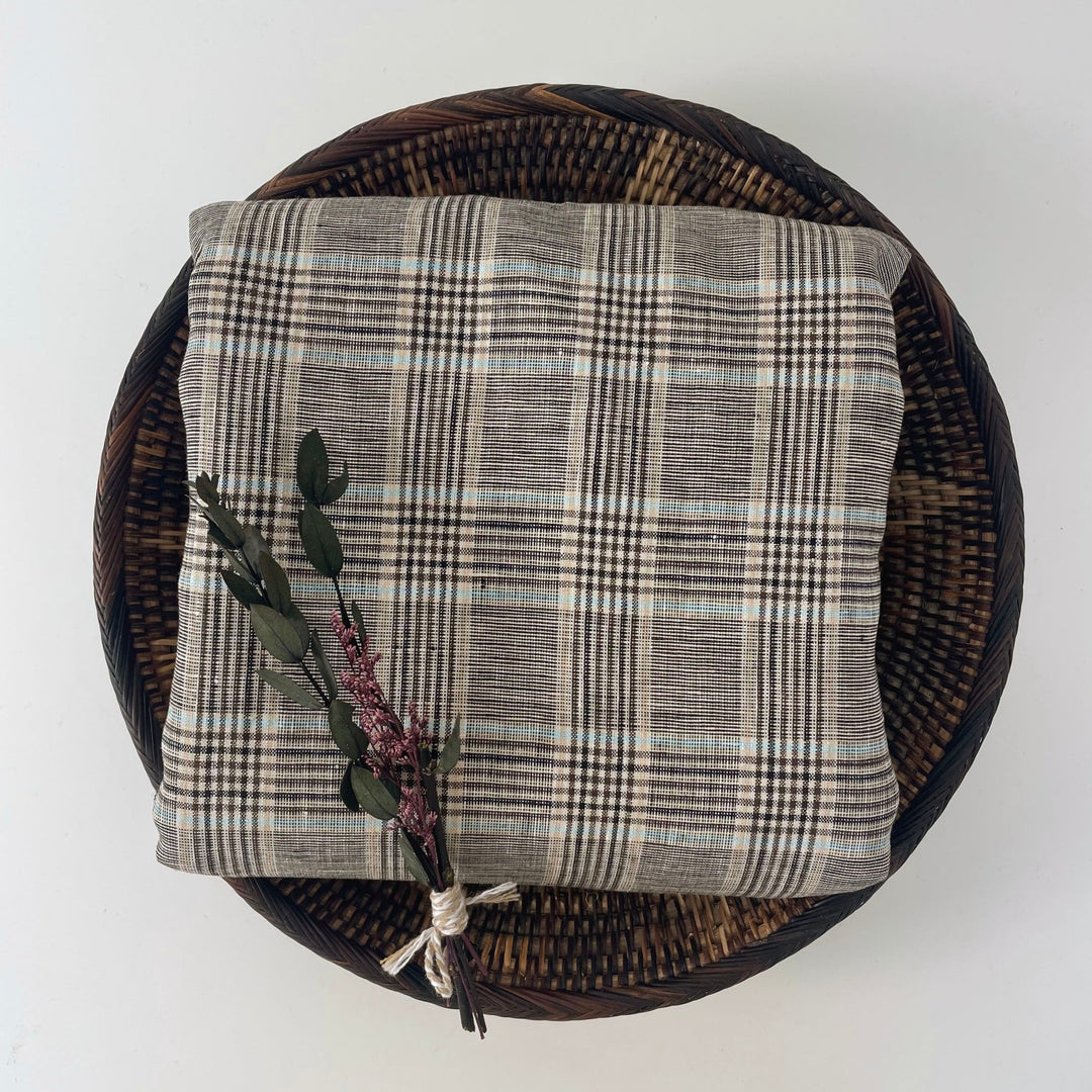 Linen Big Check Fabric 7142 7143 - The Linen Lab - Brown