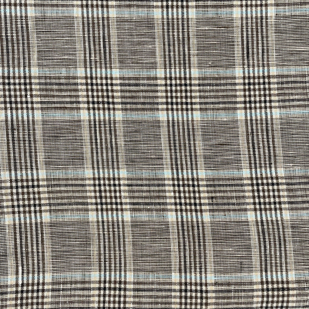 Linen Big Check Fabric 7142 7143 - The Linen Lab - Brown