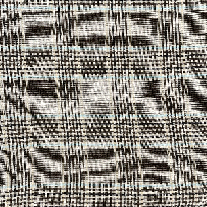 Linen Big Check Fabric 7142 7143 - The Linen Lab - Brown