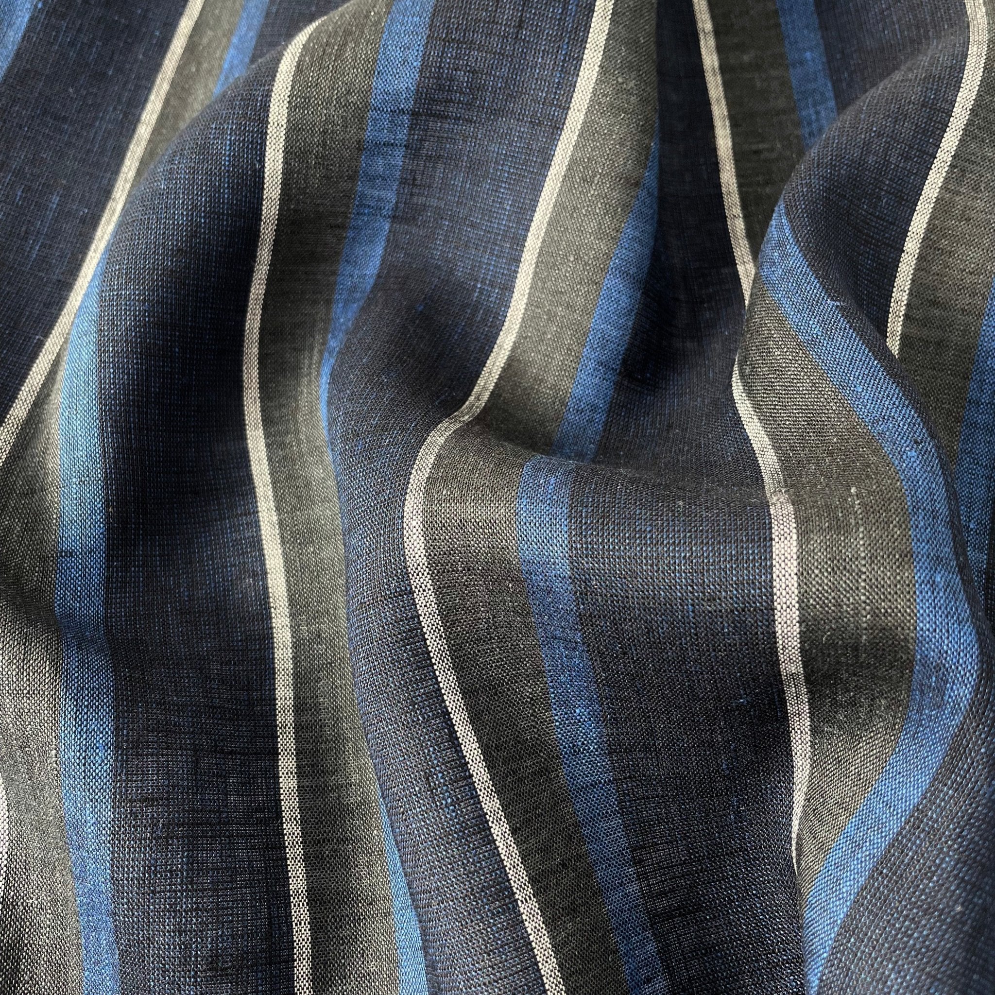 Linen Big Stripe Fabric 6758 - The Linen Lab - 6758 NAVY