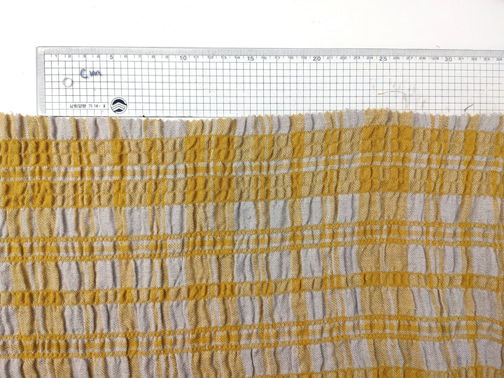 Linen Blend Plaid Fabric with Distinctive Wrinkle Effect 6388 6389 - The Linen Lab - Green