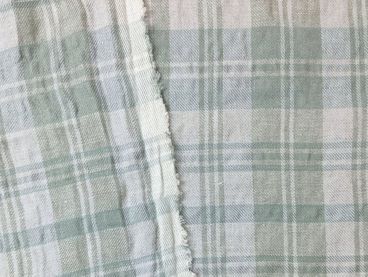 Linen Blend Plaid Fabric with Distinctive Wrinkle Effect 6388 6389 - The Linen Lab - Yellow