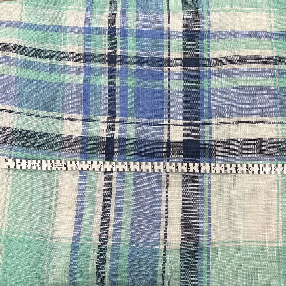 Linen Blue Navy Big Check Fabric (4106) - The Linen Lab - Blue