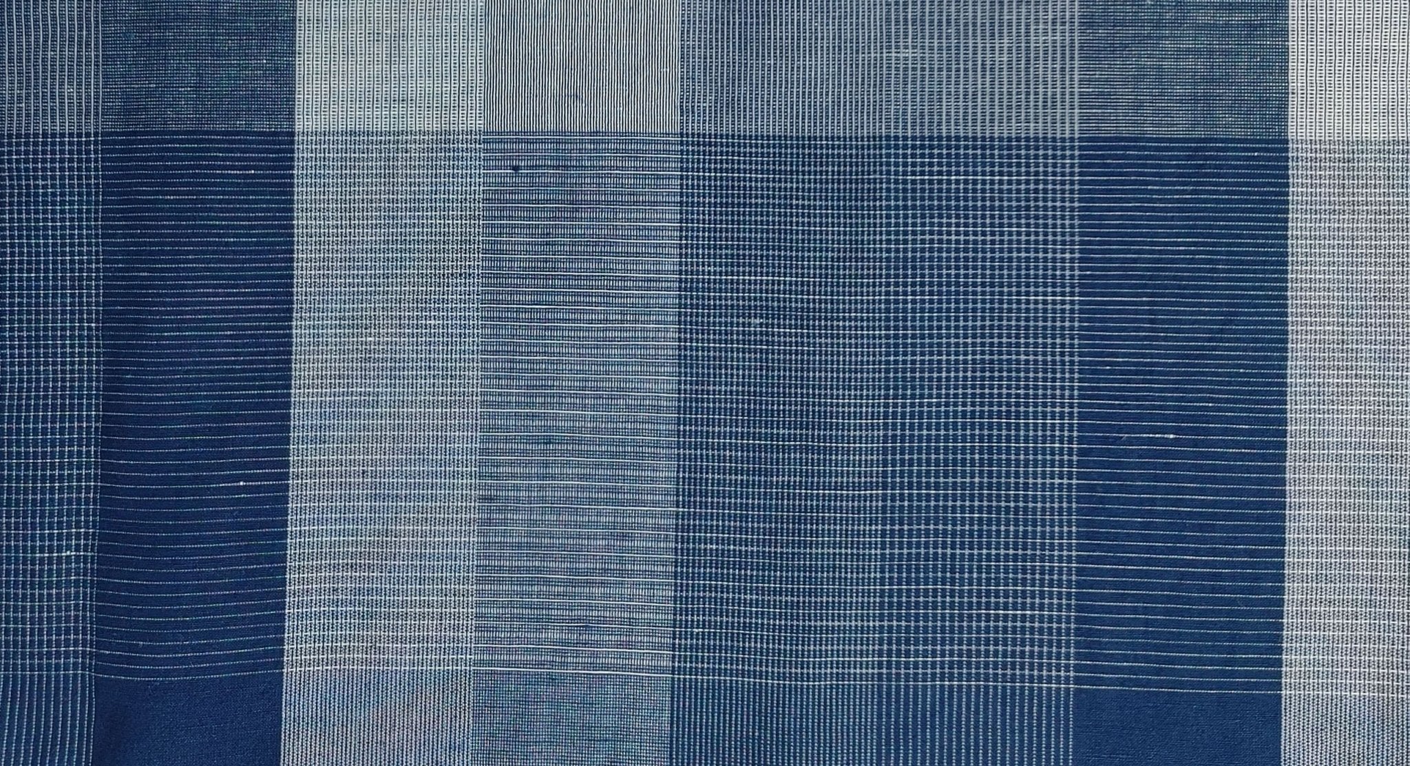 Linen Cotton Blend Fabric Blue Check Harmony 6094 - The Linen Lab - Navy