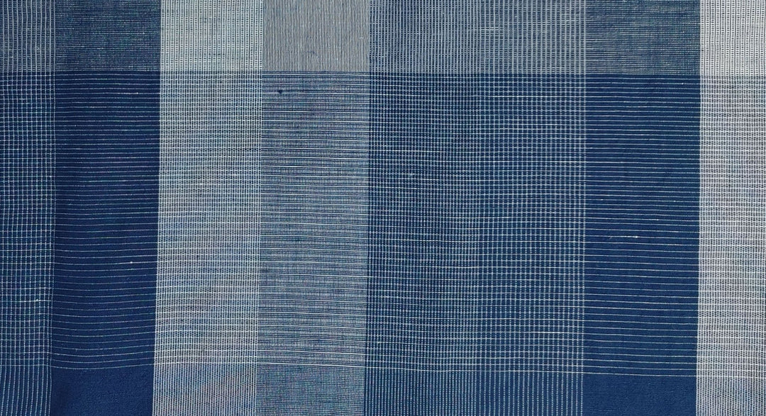Linen Cotton Blend Fabric Blue Check Harmony 6094 - The Linen Lab - Navy