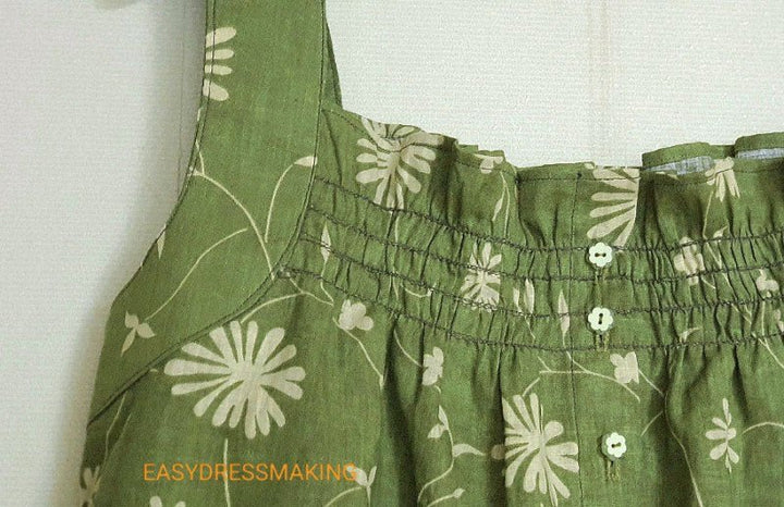 Linen Cotton Blended Fabric with Green Leaf Print (978) - The Linen Lab - Green