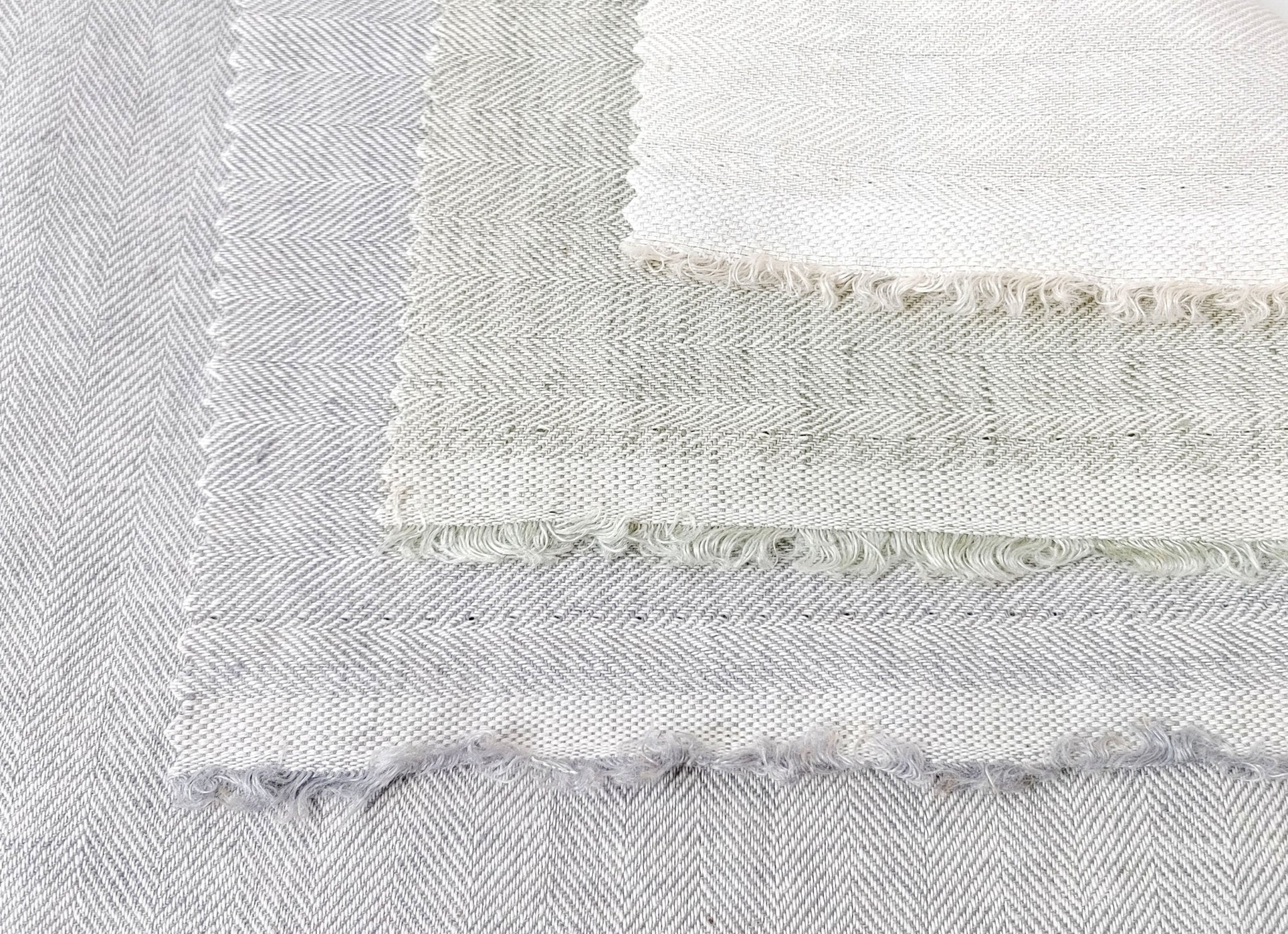 Linen Cotton Chambray Herringbone Twill (HBT) Fabric 7169 7170 7344 - The Linen Lab - Green(light)