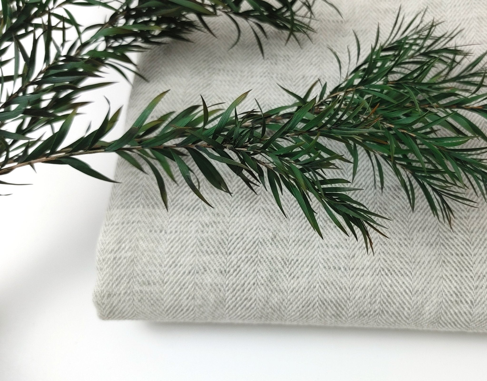 Linen Cotton Chambray Herringbone Twill (HBT) Fabric 7169 7170 7344 - The Linen Lab - Grey(light)