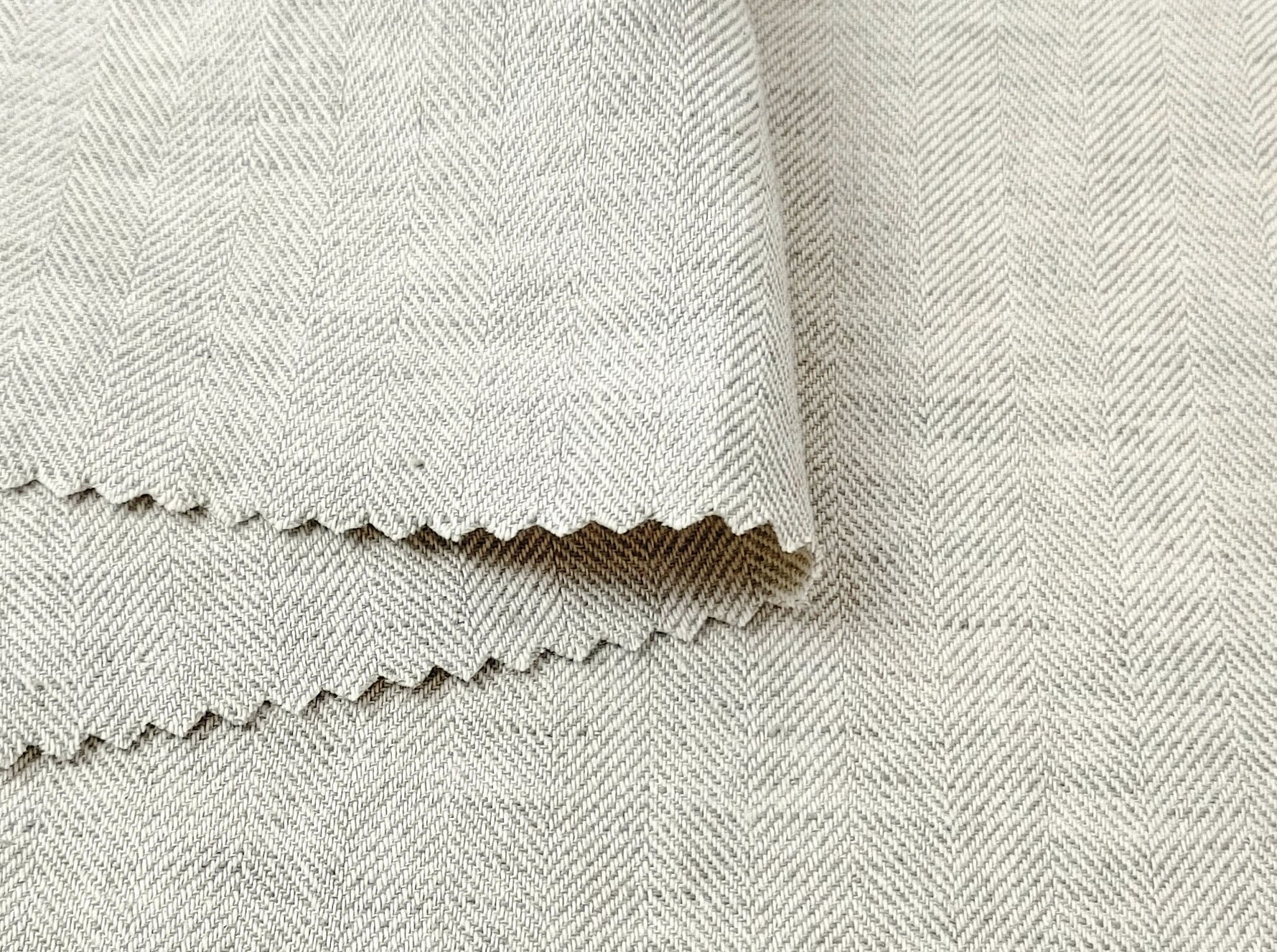 Linen Cotton Chambray Herringbone Twill (HBT) Fabric 7169 7170 7344 - The Linen Lab - Grey(light)
