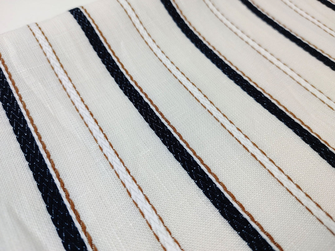 Linen Cotton Dobby Stripe Fabric Medium Weight 2804 2805 - The Linen Lab - Yellow