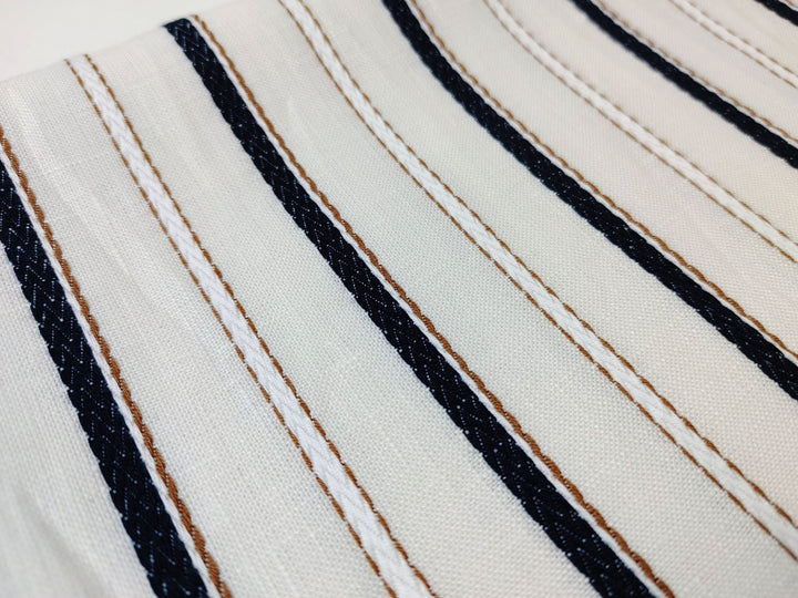 Linen Cotton Dobby Stripe Fabric Medium Weight 2804 2805 - The Linen Lab - Yellow