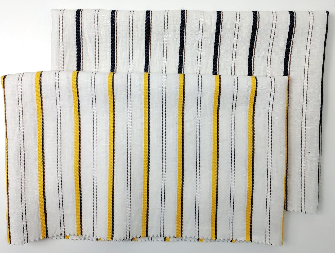 Linen Cotton Dobby Stripe Fabric Medium Weight 2804 2805 - The Linen Lab - Yellow
