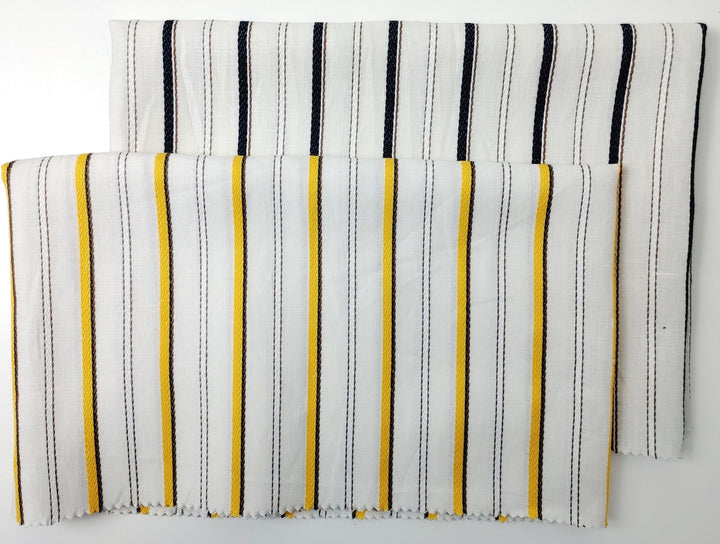 Linen Cotton Dobby Stripe Fabric Medium Weight 2804 2805 - The Linen Lab - Yellow