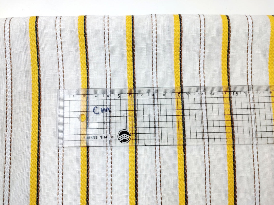 Linen Cotton Dobby Stripe Fabric Medium Weight 2804 2805 - The Linen Lab - Yellow