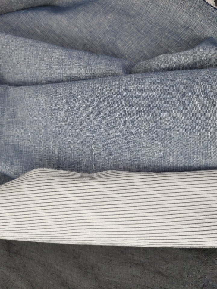 Linen Cotton Double Face Fabric Reversible 2988 - The Linen Lab - Blue