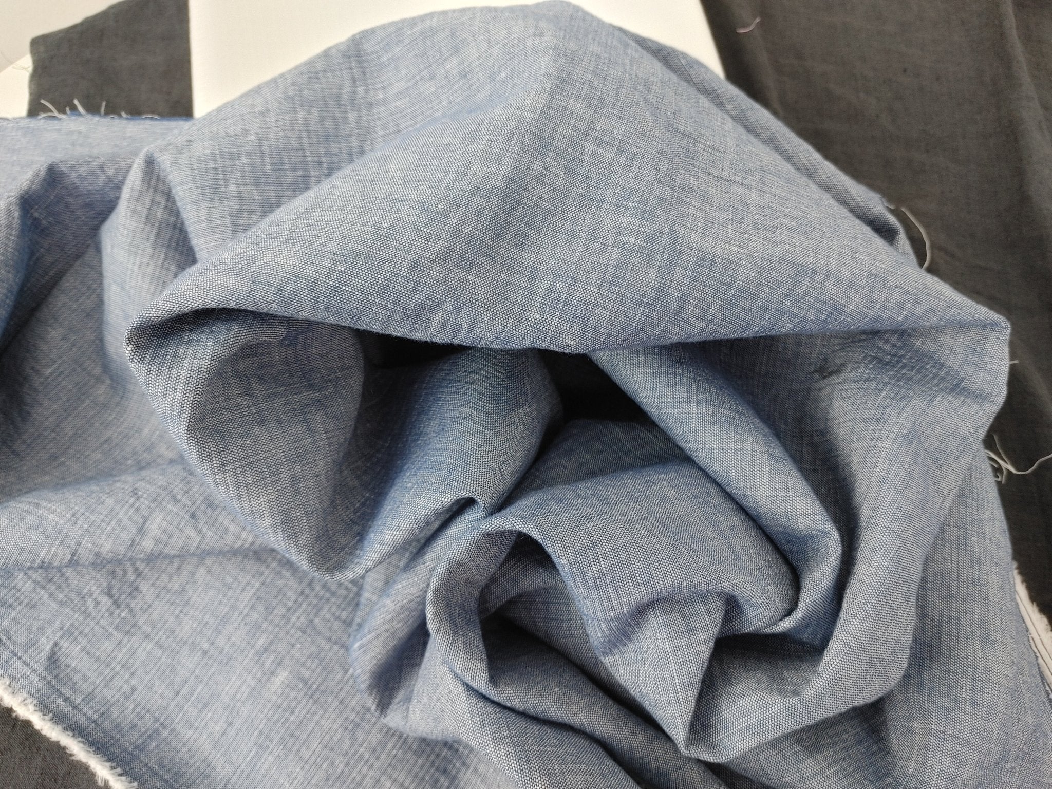 Linen Cotton Double Face Fabric Reversible 2988 - The Linen Lab - Blue