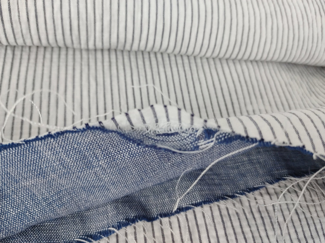 Linen Cotton Double Face Fabric Reversible 2988 - The Linen Lab - Blue
