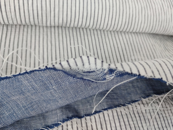 Linen Cotton Double Face Fabric Reversible 2988 - The Linen Lab - Blue