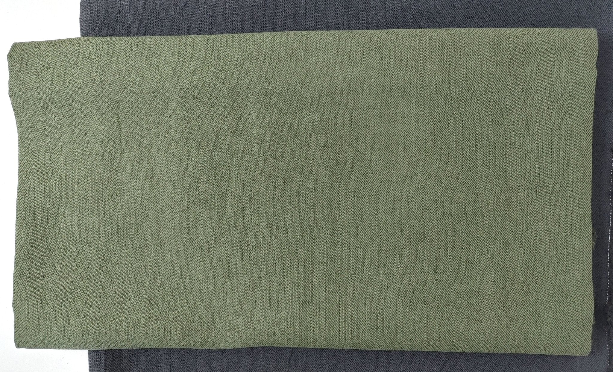 Linen Cotton HBT Herringbone Twill Solid Fabric Medium Weight 6678 6707 6820 7095 7659 7660 7661 - The Linen Lab - Green(Dark)
