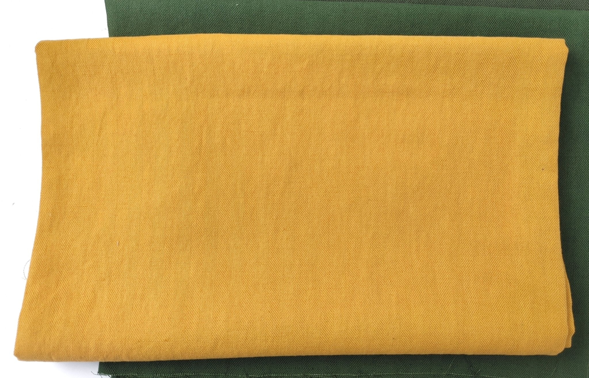 Linen Cotton HBT Herringbone Twill Solid Fabric Medium Weight 6678 6707 6820 7095 7659 7660 7661 - The Linen Lab - Mustard