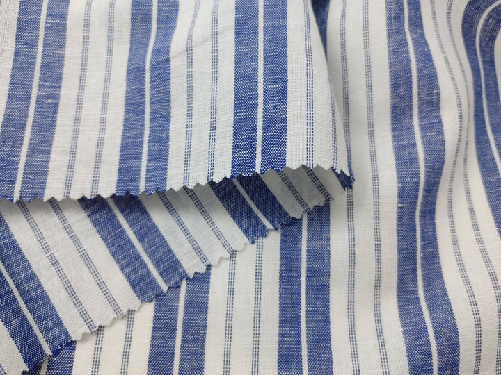 Linen Cotton Light Weight Stripe Fabric 6773 6774 - The Linen Lab - Blue