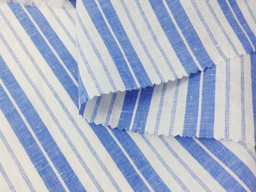 Linen Cotton Light Weight Stripe Fabric 6773 6774 - The Linen Lab - Blue