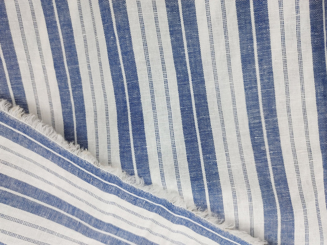 Linen Cotton Light Weight Stripe Fabric 6773 6774 - The Linen Lab - Blue