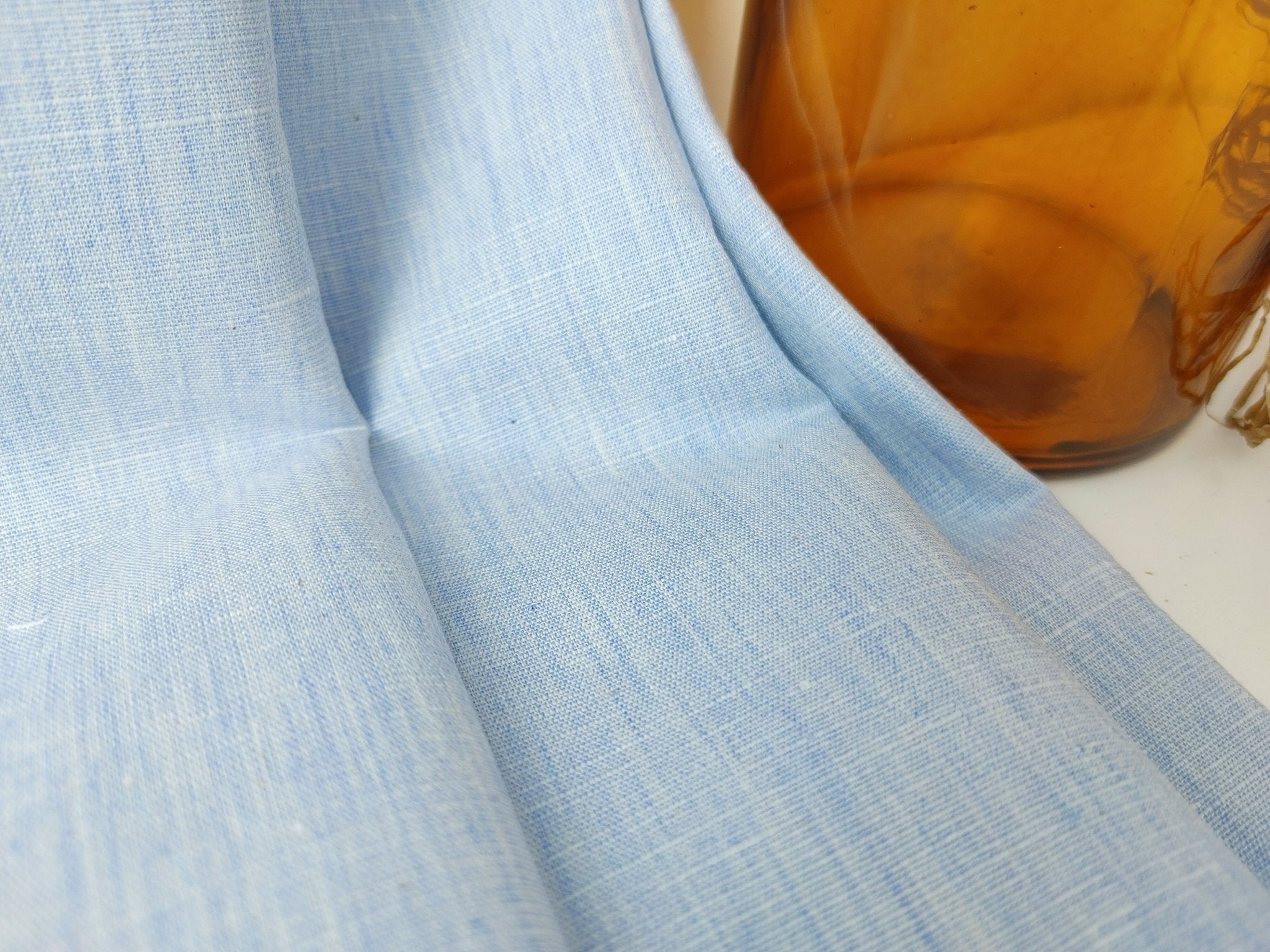 Linen Cotton Melange Chambray Fabric Light Weight 6468 - The Linen Lab - Blue(Light)