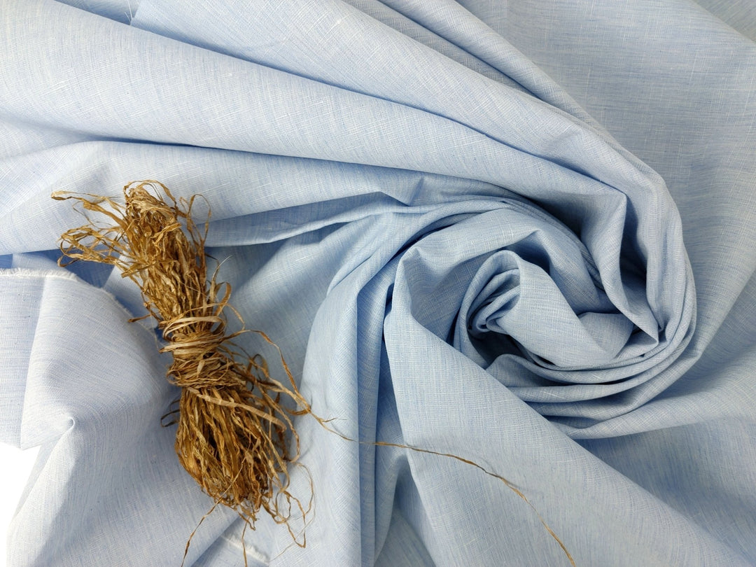 Linen Cotton Melange Chambray Fabric Light Weight 6468 - The Linen Lab - Blue(Light)