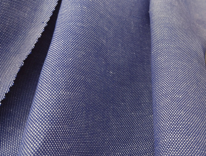 Linen Cotton Navy Chambray Canvas Fabric 3429 - The Linen Lab - Navy