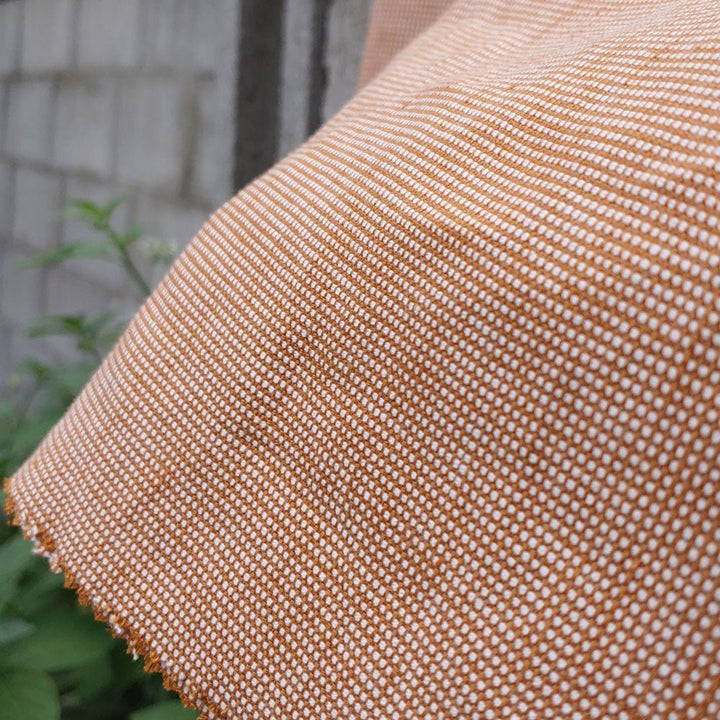 Linen Cotton Orange Dot Fabric (6869) - The Linen Lab - Orange
