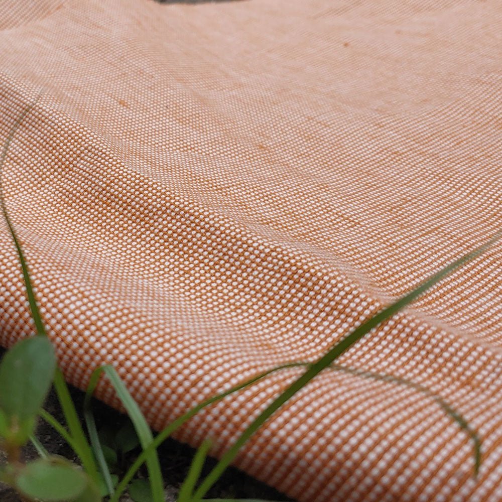 Linen Cotton Orange Dot Fabric (6869) - The Linen Lab - Orange