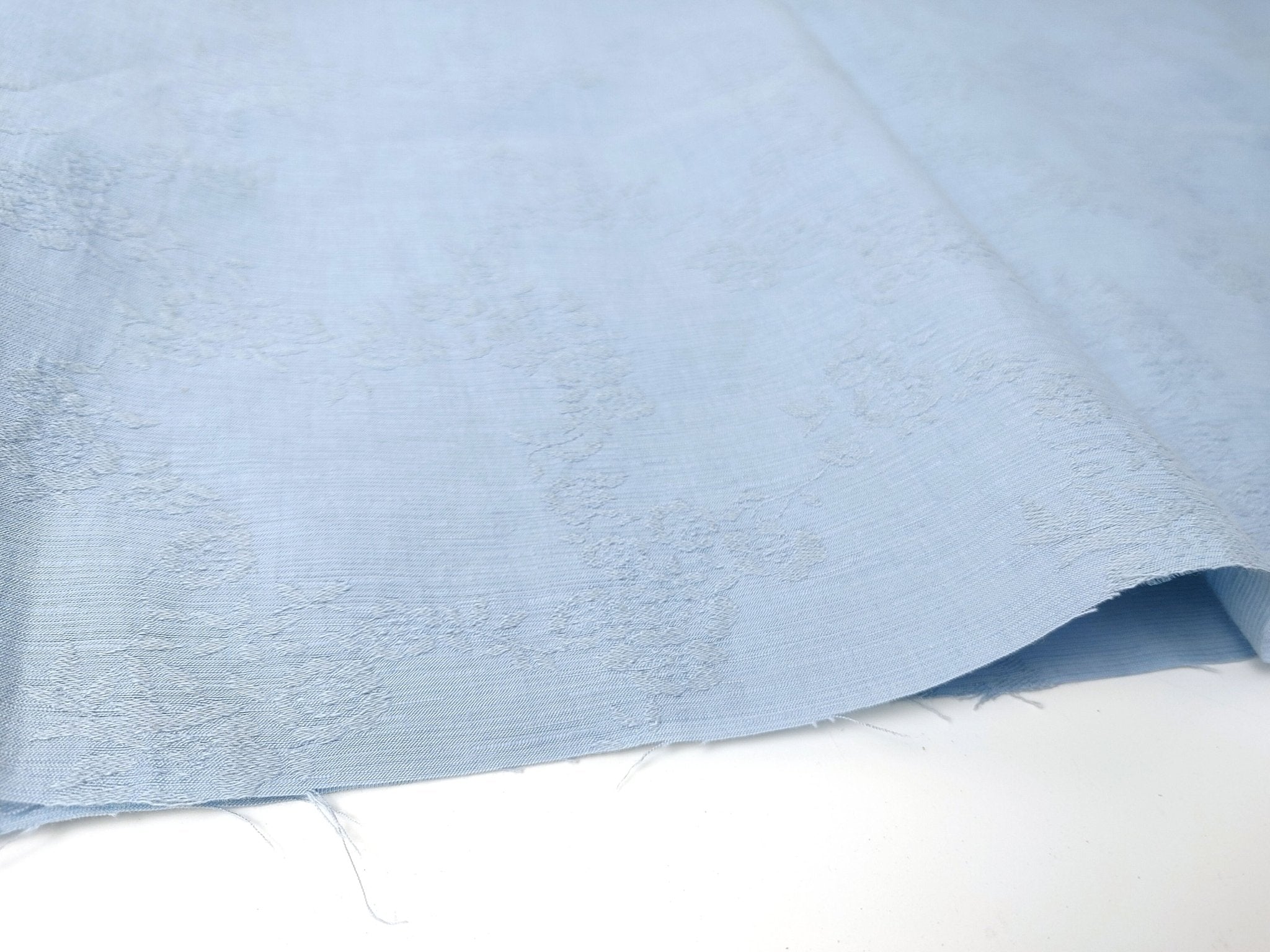 Linen Cotton Polyester Flower Jacquard Fabric 1607 1616 - The Linen Lab - Blue