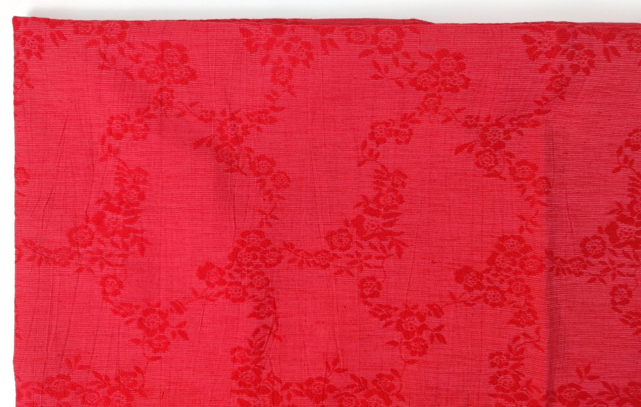 Linen Cotton Polyester Flower Jacquard Fabric with Crease Effect 6892 6893 6894 - The Linen Lab - Red