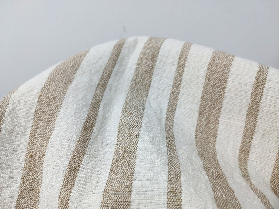 Linen Cotton PU Dobby Stripe Fabric with Stretch Effect 7372 - The Linen Lab - Beige