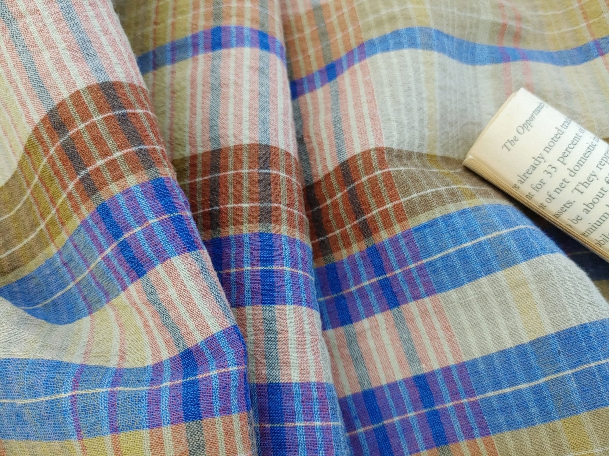 Linen Cotton PU Plaid Fabric with Subtle Wrinkle Charm 7465 7466 7467 - The Linen Lab - Blue