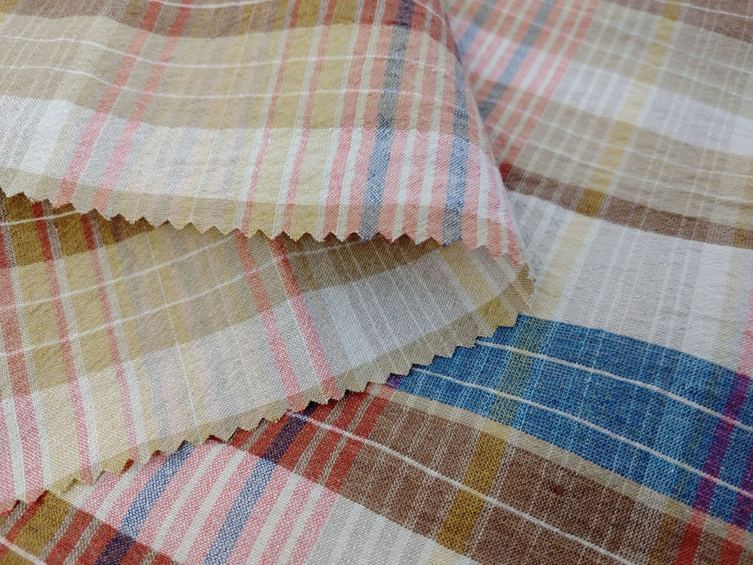 Linen Cotton PU Plaid Fabric with Subtle Wrinkle Charm 7465 7466 7467 - The Linen Lab - Green