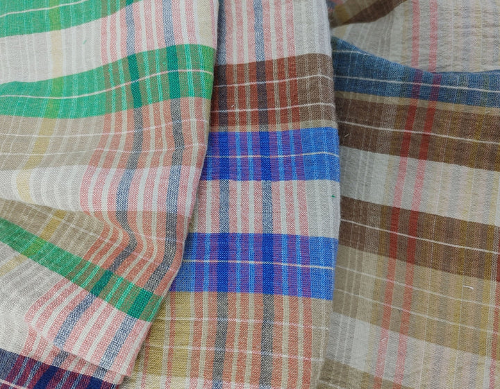 Linen Cotton PU Plaid Fabric with Subtle Wrinkle Charm 7465 7466 7467 - The Linen Lab - Green
