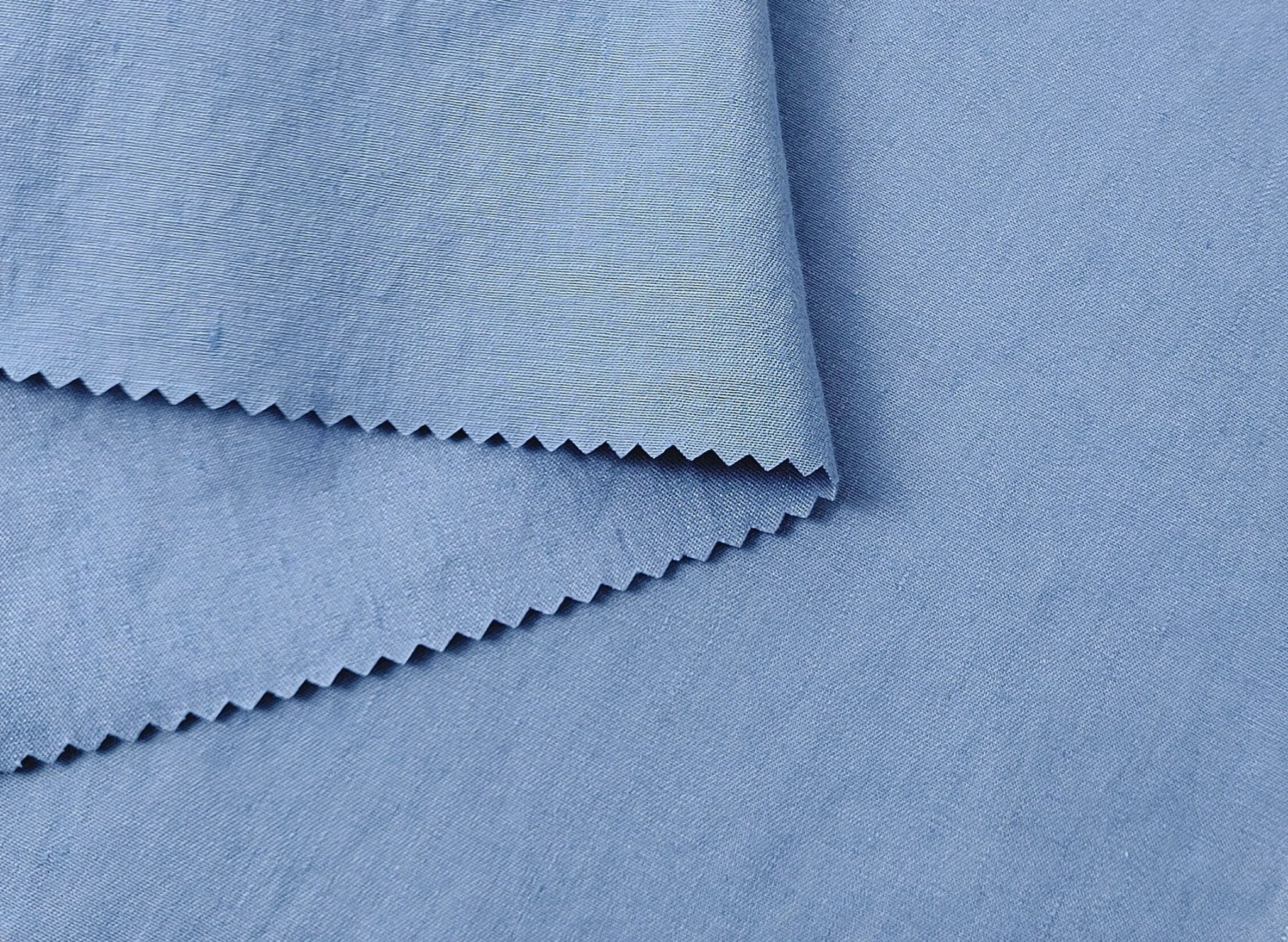 Linen Cotton PU Stretch Twill Fabric Blue Color 4403 - The Linen Lab - Blue