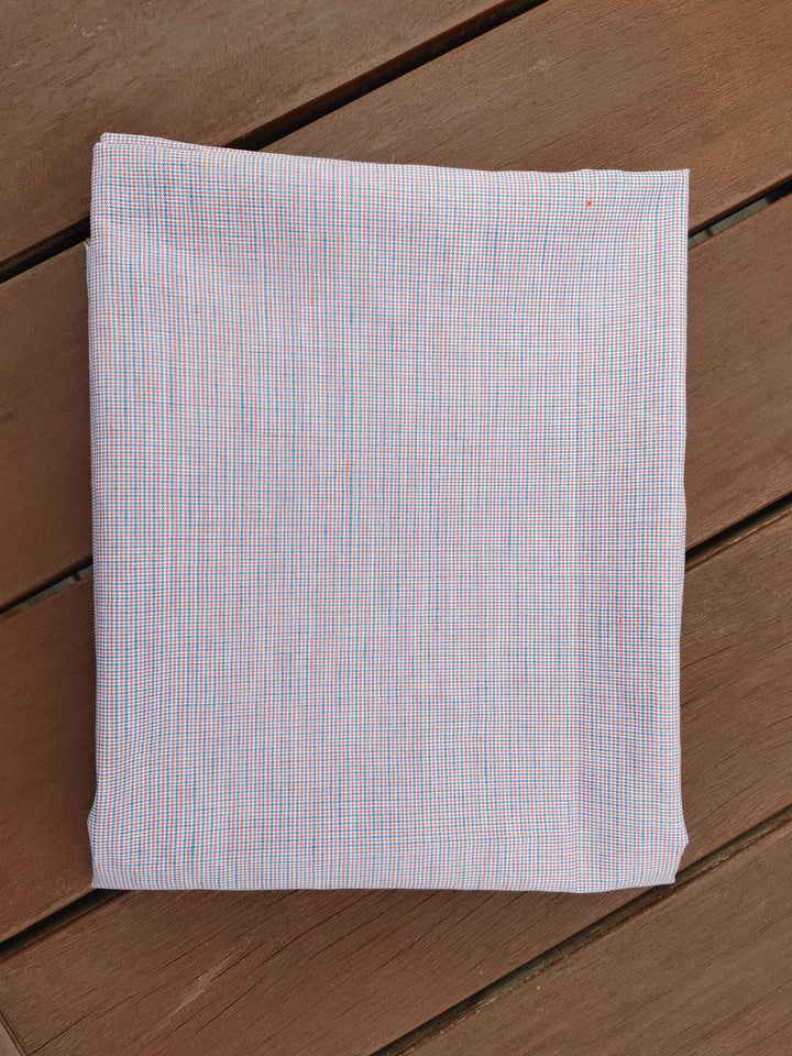 Linen Cotton Ramie Houndstooth Starcheck Fabric 3738 - The Linen Lab - Red