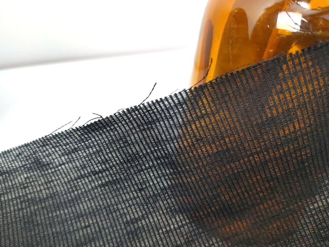 Linen Cotton Sheer Stripe Fabric Black Color 6947 - The Linen Lab - Black